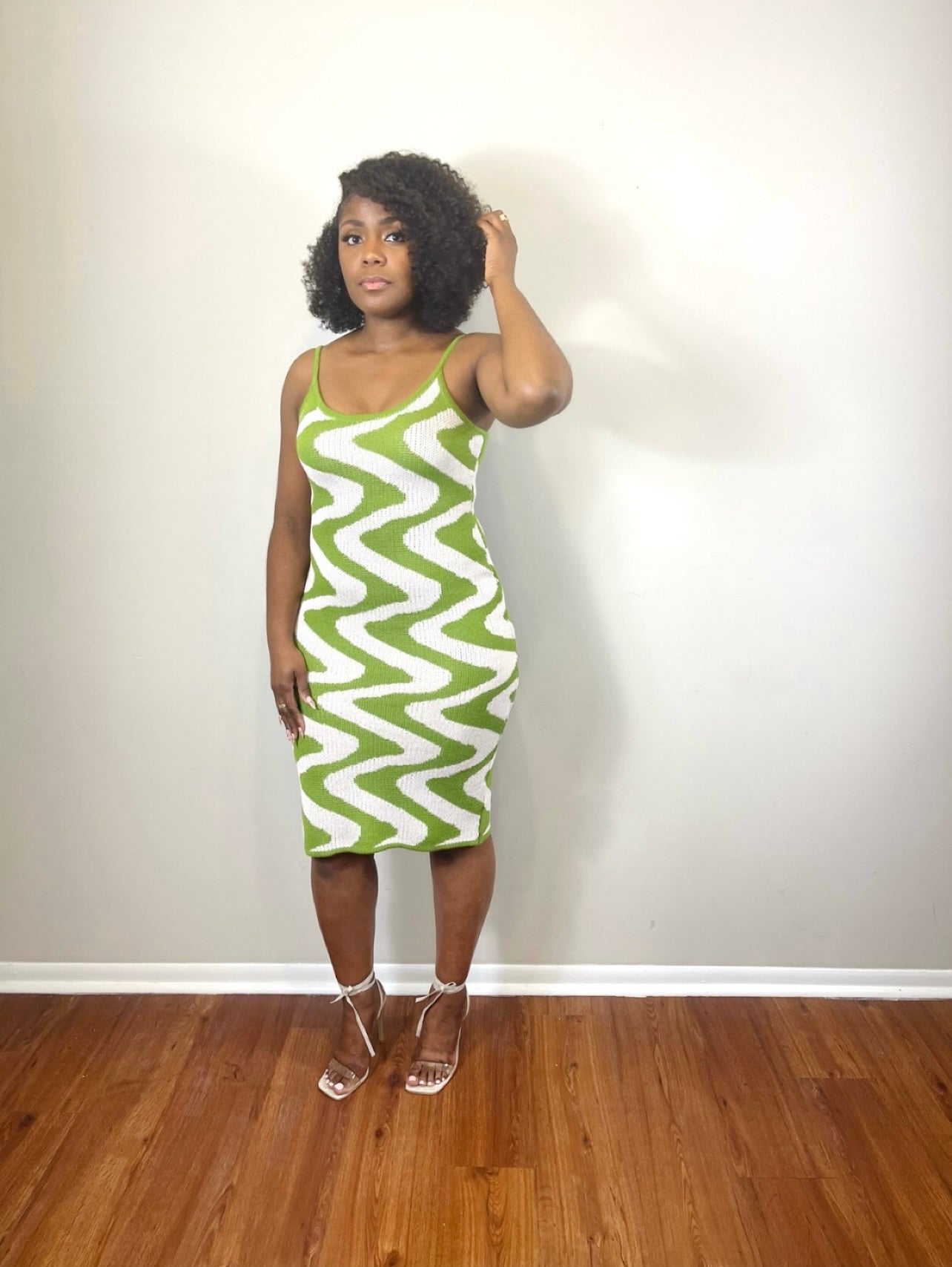 Zig N Zag Sweater Dress (Green)