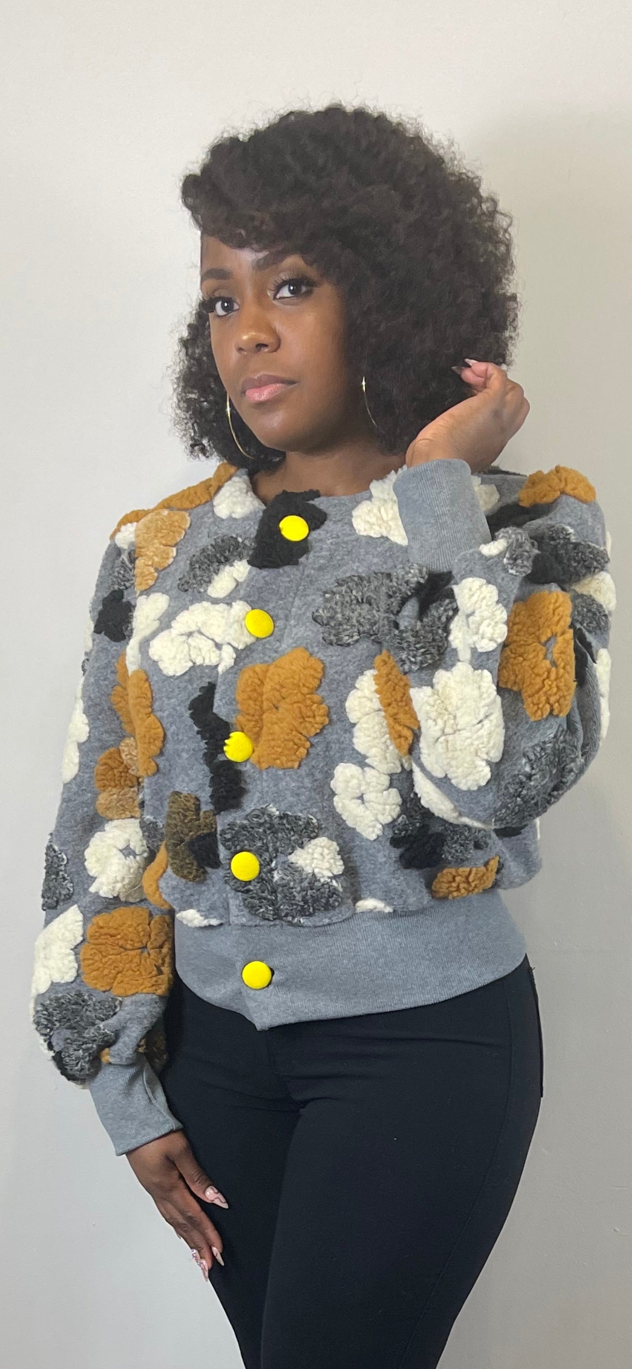 Flower Love Sweater (Gray)