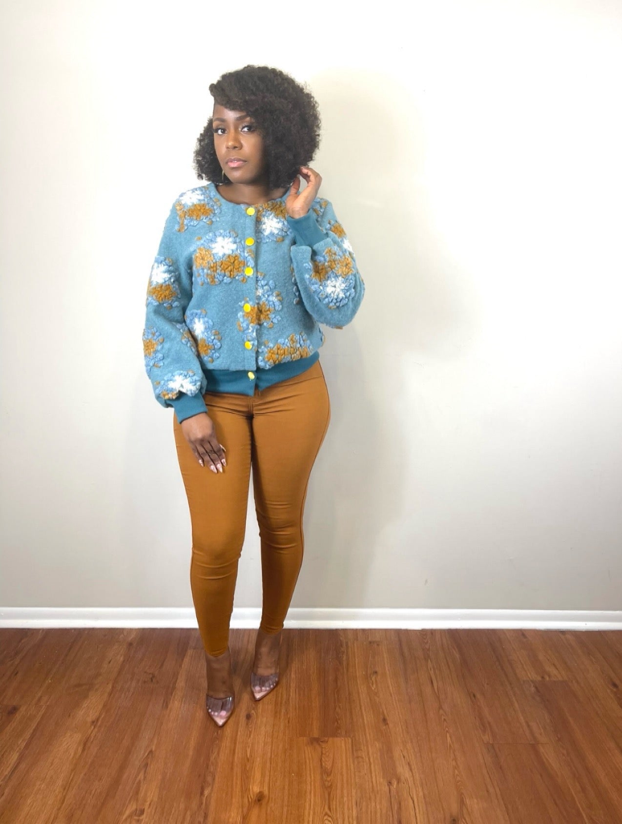 Flower Love Sweater (Teal Blue)