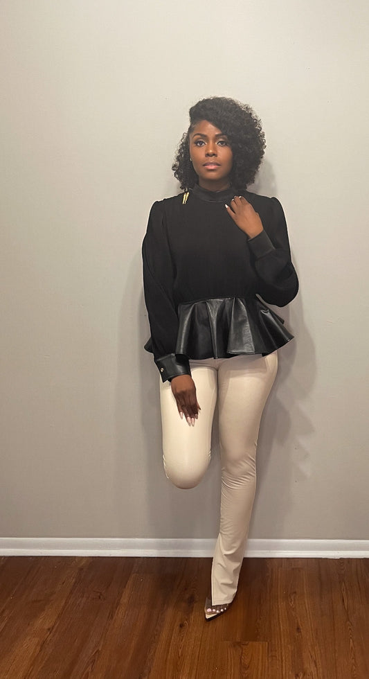 Good Girl Leatherette Peplum Top